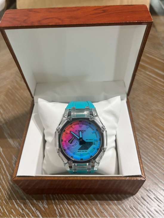G-Shock Other - G-Shock Turquoise Strap Clear Case Rainbow Gradient Dial